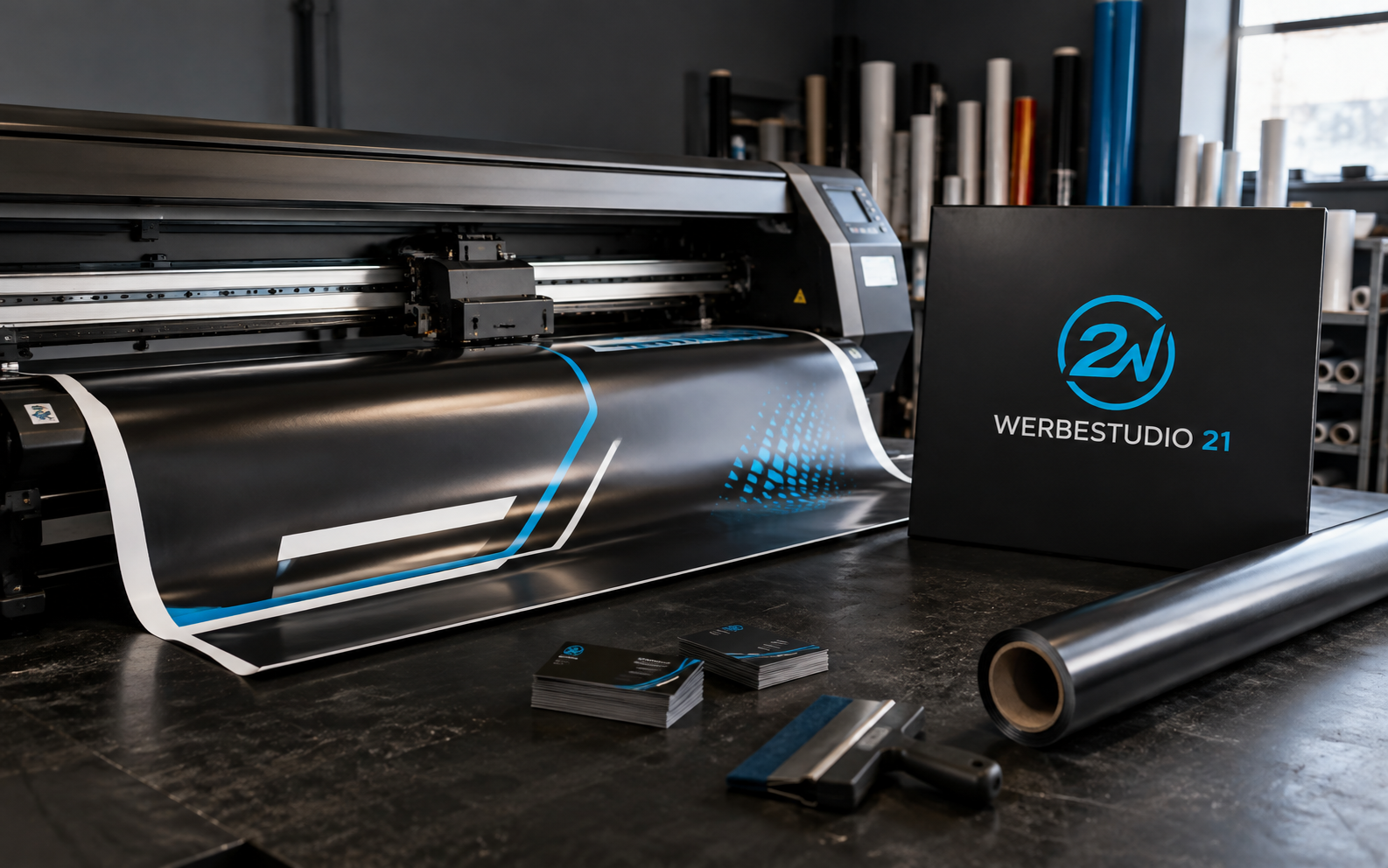 Professionelle Druckproduktion und Werbetechnik bei Werbestudio 21